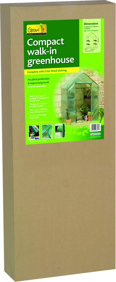 Gardman 7620 Walk-in Greenhouse for Outdoor Gardening - Durable & Spacious Plant Growing Shelter for Backyard, Patio or Balcony