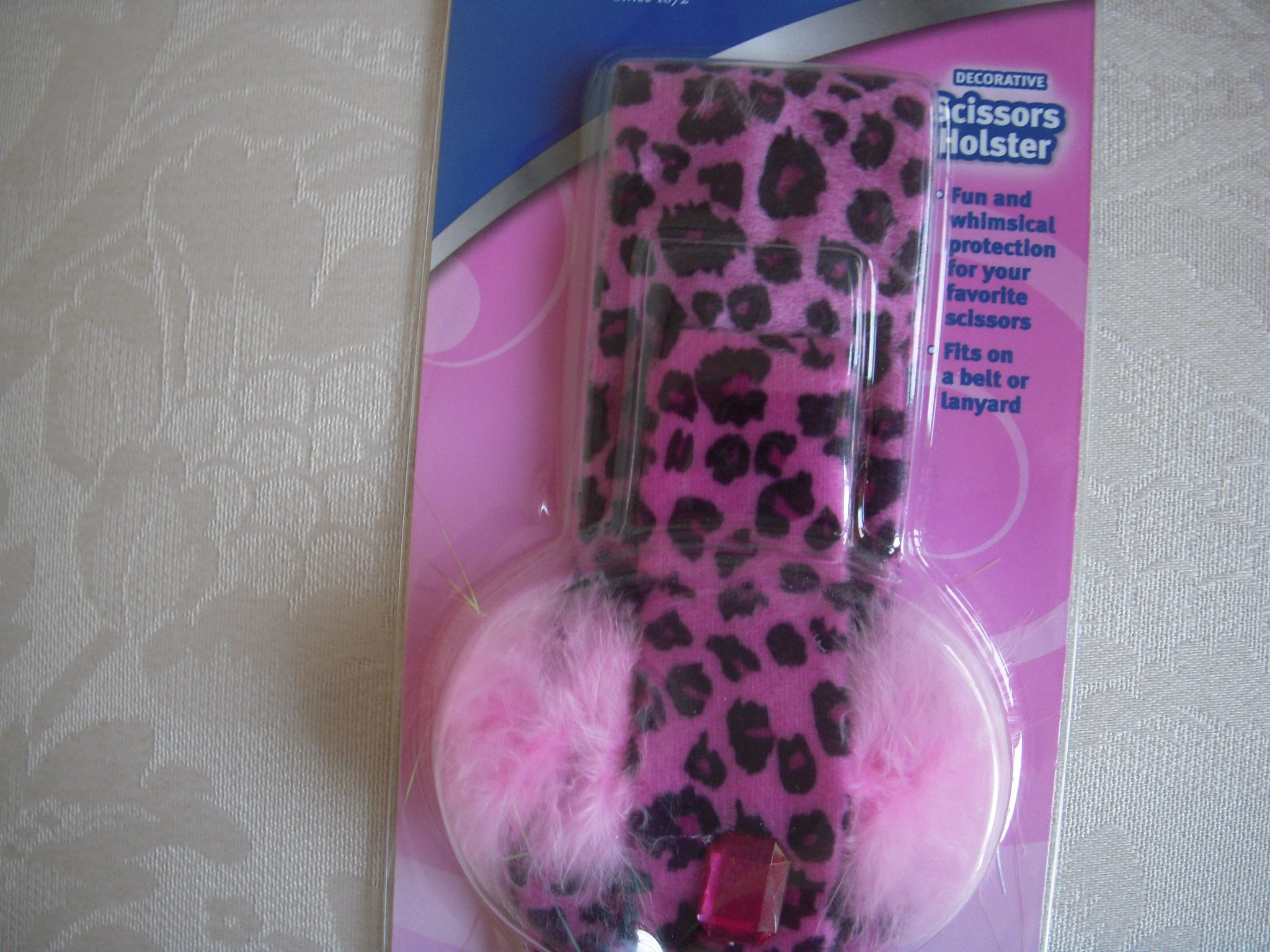 Pink Leopard Print Scissors Holster - Fashionable and Functional Scissor Holder for Crafting, Sewing, and Office Use