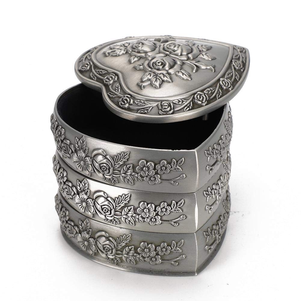 Antique European Style Heart-Shaped Jewelry Box Organizer - 4-Layer Ring & Jewelry Storage Case with Retro Decorative Design | Perfect for Display, Travel & Gift Giving