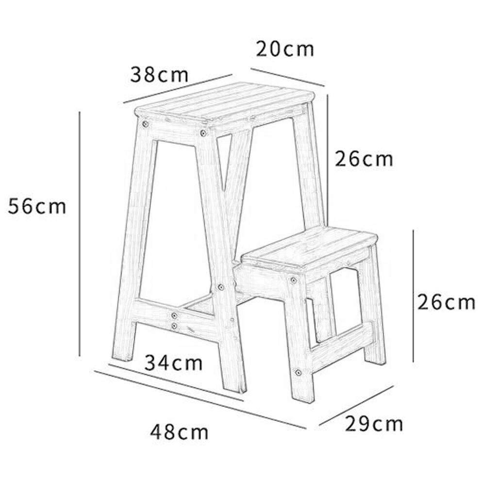 Solid Wood Folding Step Stool - Multifunctional Ladder Chair for Indoor Use, Foldable Storage Shelf, Compact Stool for Kitchen, Bathroom, and Home Organization