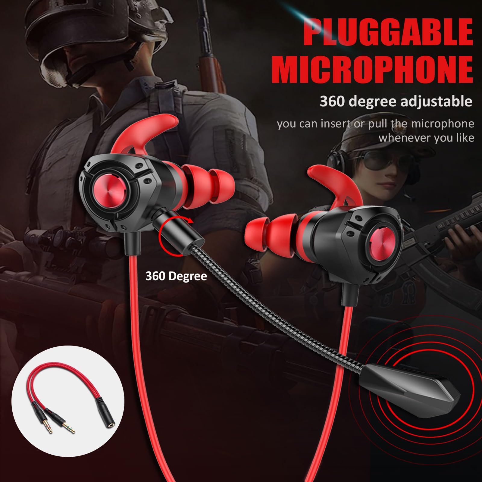 Best Wired Gaming Headset with Microphone - Noise Cancelling Stereo Bass Earphones for PC, PS4, PS5, Xbox One & Mobile Gaming - Detachable Mic for Clear Communication - Perfect for Competitive Gaming & Online Chat (Black)