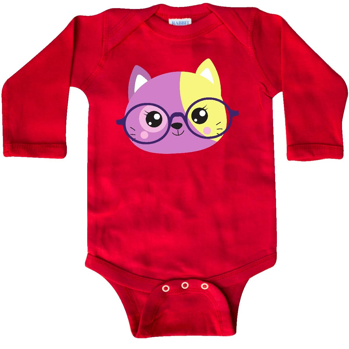 Inktastic Hipster Cat with Glasses - Cute Kitten Long Sleeve Baby Bodysuit for Boys & Girls - Perfect for Playdates, Photo Shoots & Casual Outings