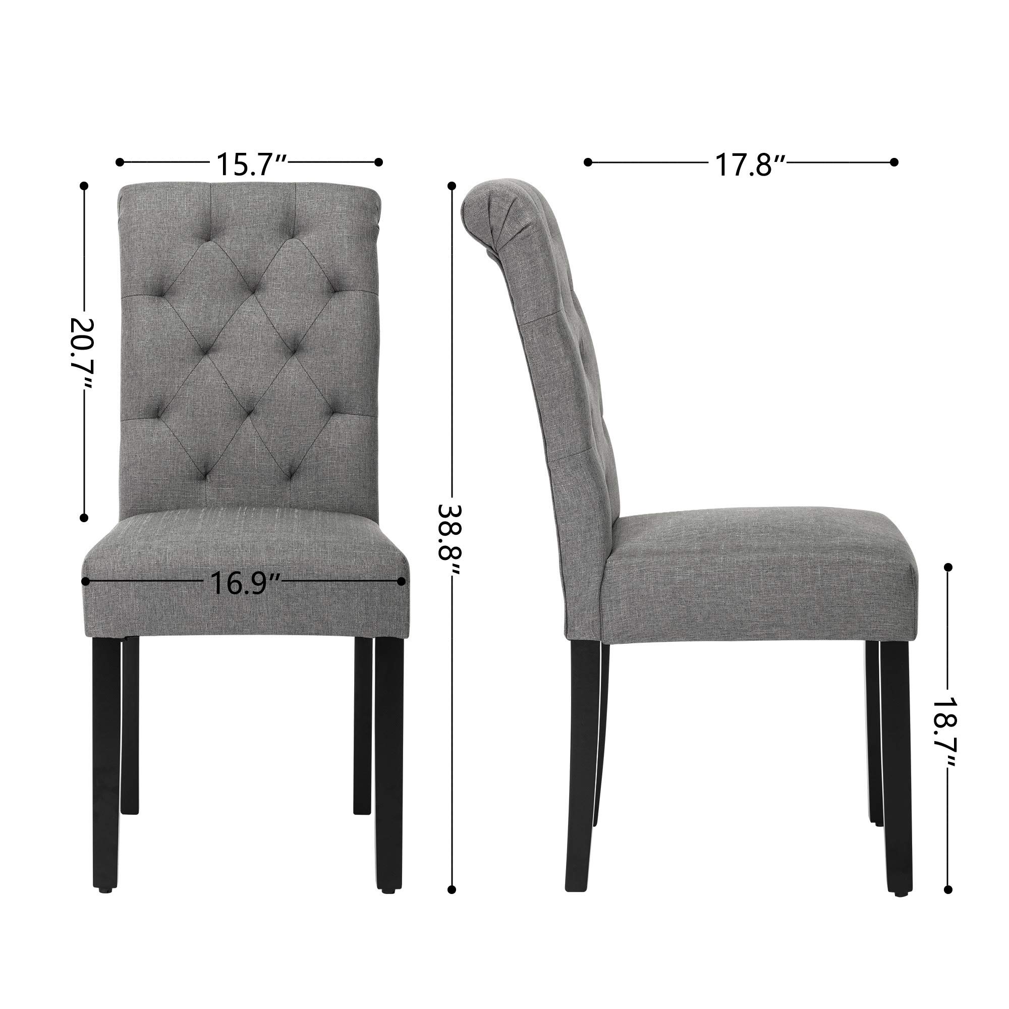 NOBPEINT Modern Fabric Dining Chairs with Sturdy Wood Legs - Set of 2 Gray Kitchen Chairs for Dining Room, Breakfast Nook, and Small Space Decor
