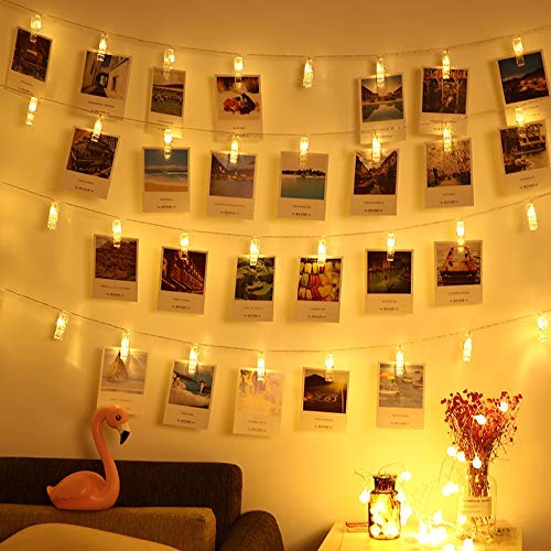 VENNKE 20 LED Photo Clip String Lights - Battery & USB Powered Fairy Lights with Free Cable - Twinkle Wedding Party Christmas Home Decor - Perfect for Hanging Photos, Pictures, Cards & Artwork in Bedroom, Nursery, Dorm or Living Room