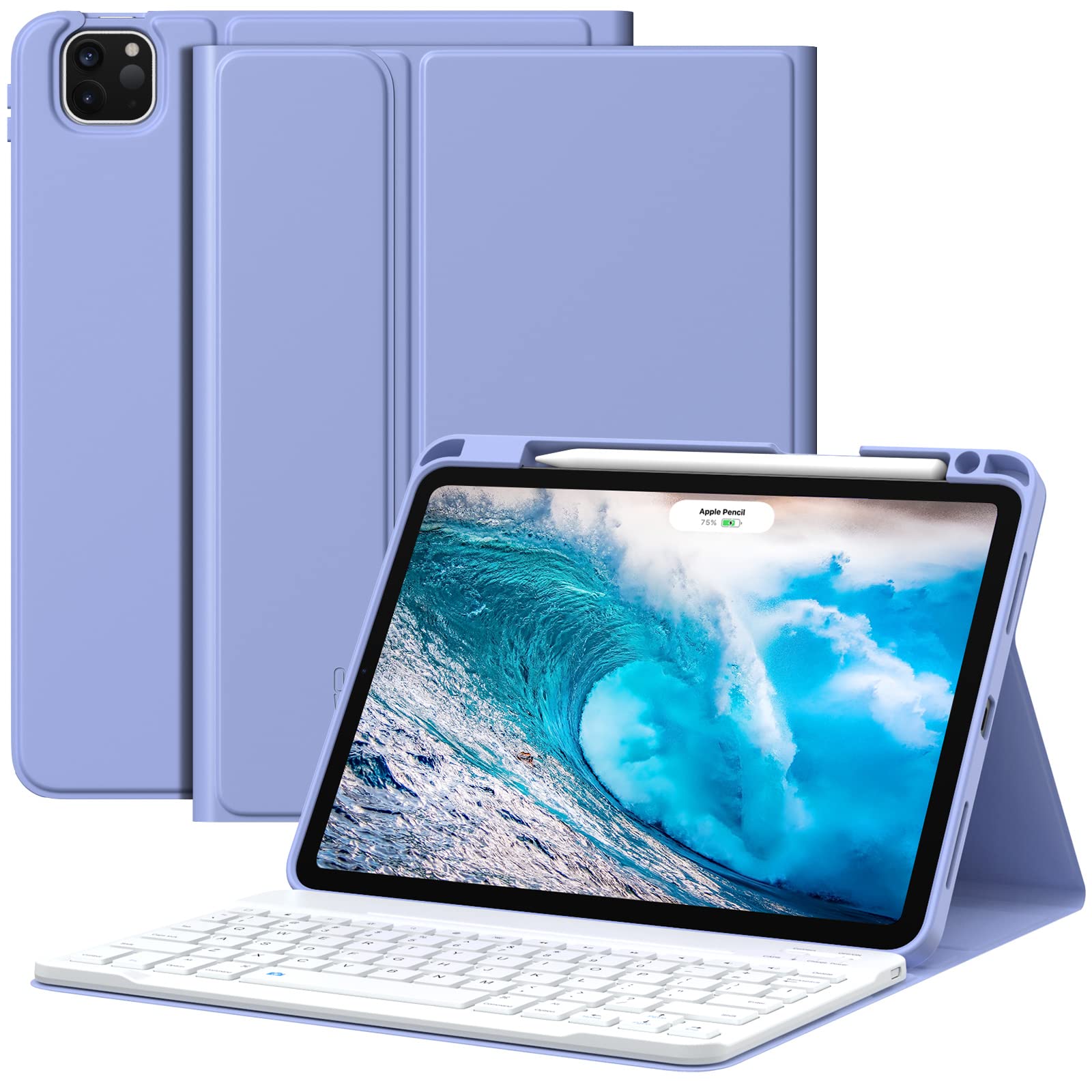 MoKo iPad Pro 11 Inch Case with Detachable Bluetooth Keyboard & Pencil Holder - Compatible with iPad Air 5th/4th Gen 10.9