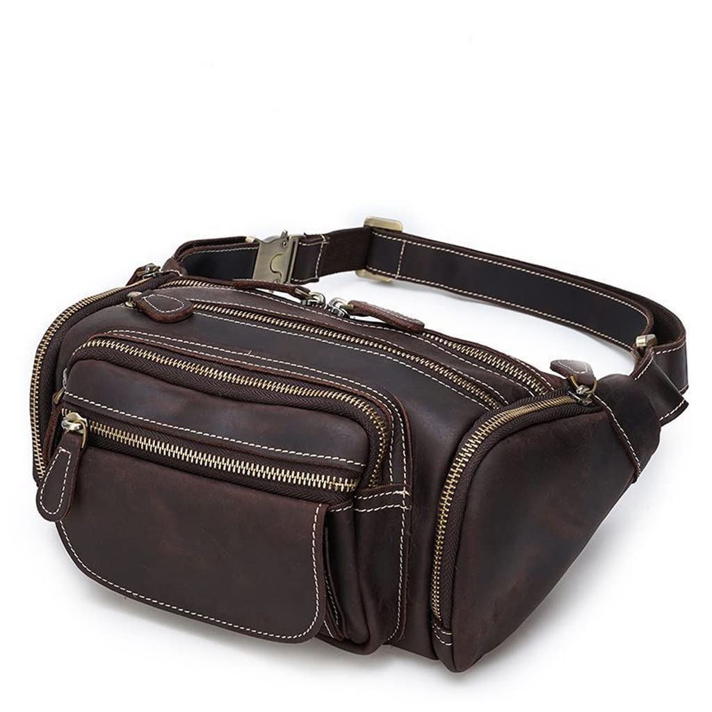 Men's Leather Crossbody Bag - Stylish Waist & Chest Pack for Travel & Daily Use
