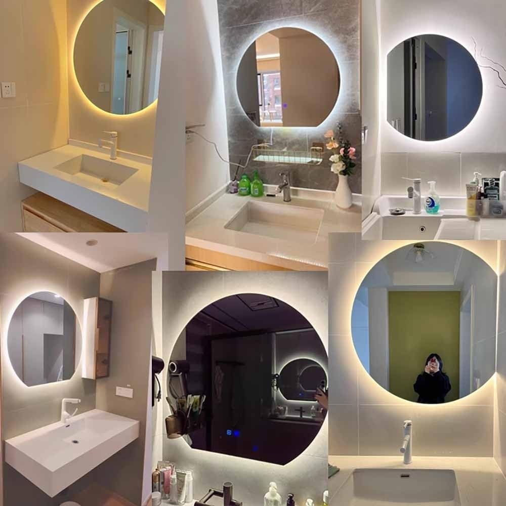 40 Inch LED Bathroom Mirror with Anti-Fog & Dimmable Lights - Half Moon Backlit Vanity Mirror, Shatter-Proof Wall-Mounted Makeup Mirror (Cut Left) - Perfect for Modern Bathrooms, Dressing Rooms & Makeup Stations