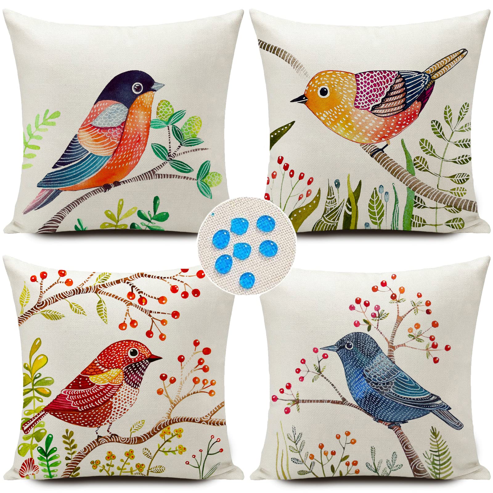 Waterproof Outdoor Pillow Covers 18x18 Inch - Set of 4 for Patio, Garden & Sofa Decor