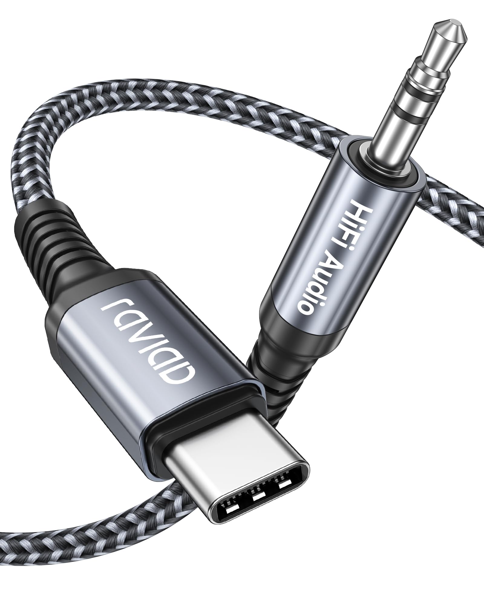 RAVIAD USB C to 3.5mm Audio Aux Cable - 3.3FT/1M Adapter for iPhone 15 Pro Max, Samsung Galaxy S24/S23/S22 Ultra, iPad Pro/Air, Google Pixel 8/7 - High Quality Headphone Jack Converter for Music, Gaming & Car Audio
