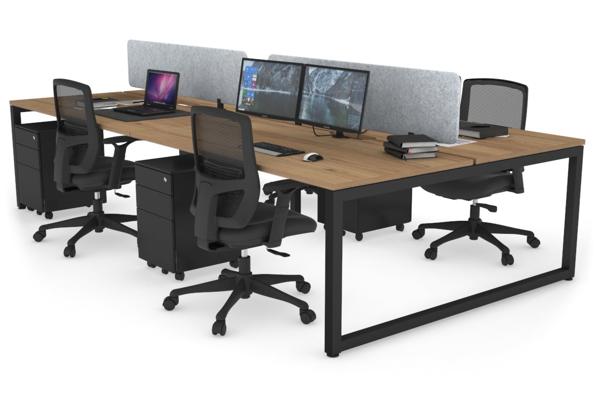 Quadro Loop Legs 4 Person Office Workstation - 1800L x 800W with Cable Management Scallop - Ideal for Collaborative Workspaces & Open Office Environments