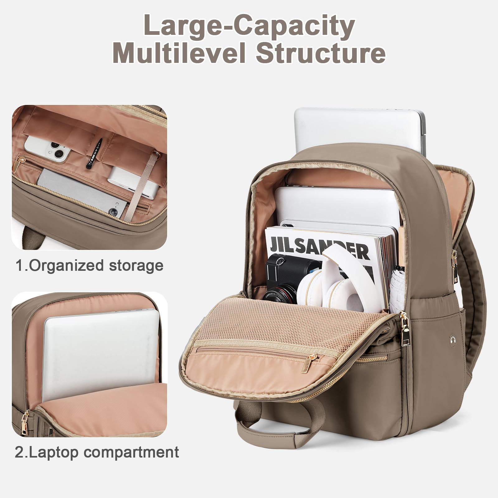 Lightweight Travel Backpack for Women - FAA Approved Carry On Personal Item Bag with Laptop Compartment | Perfect for Airplane Travel, Work Commute & Teacher Use (Dark Brown)