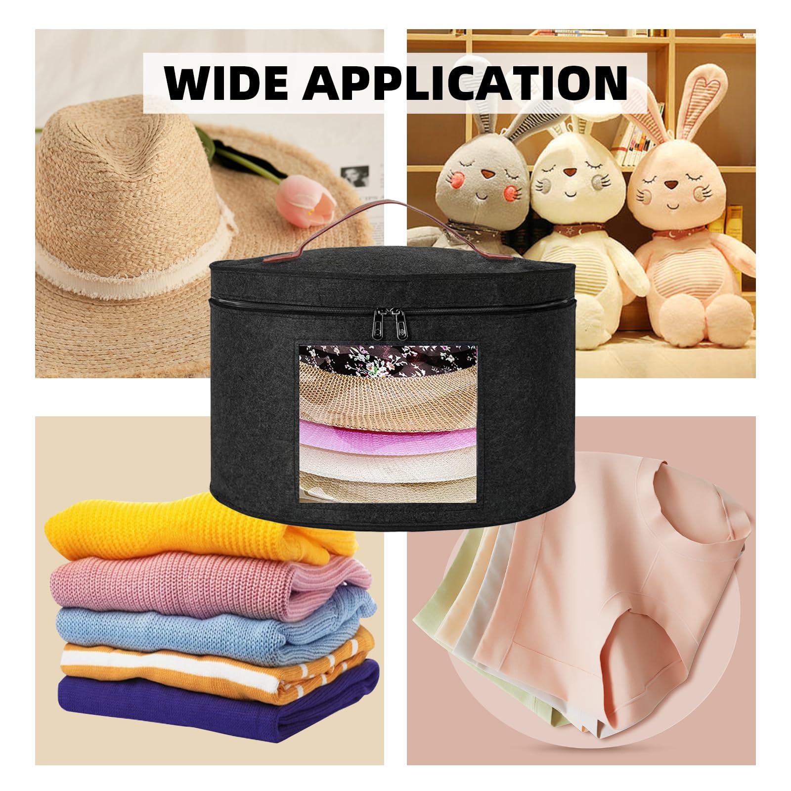 Premium Hat Storage Box for Women & Men - Foldable Round Hat Organizer for Travel, Cowboy Hats, Baseball Caps, Panama & Tweed Hats - Large Durable Hat Box with Animal Print - Perfect for Closet Organization & Gift Packaging