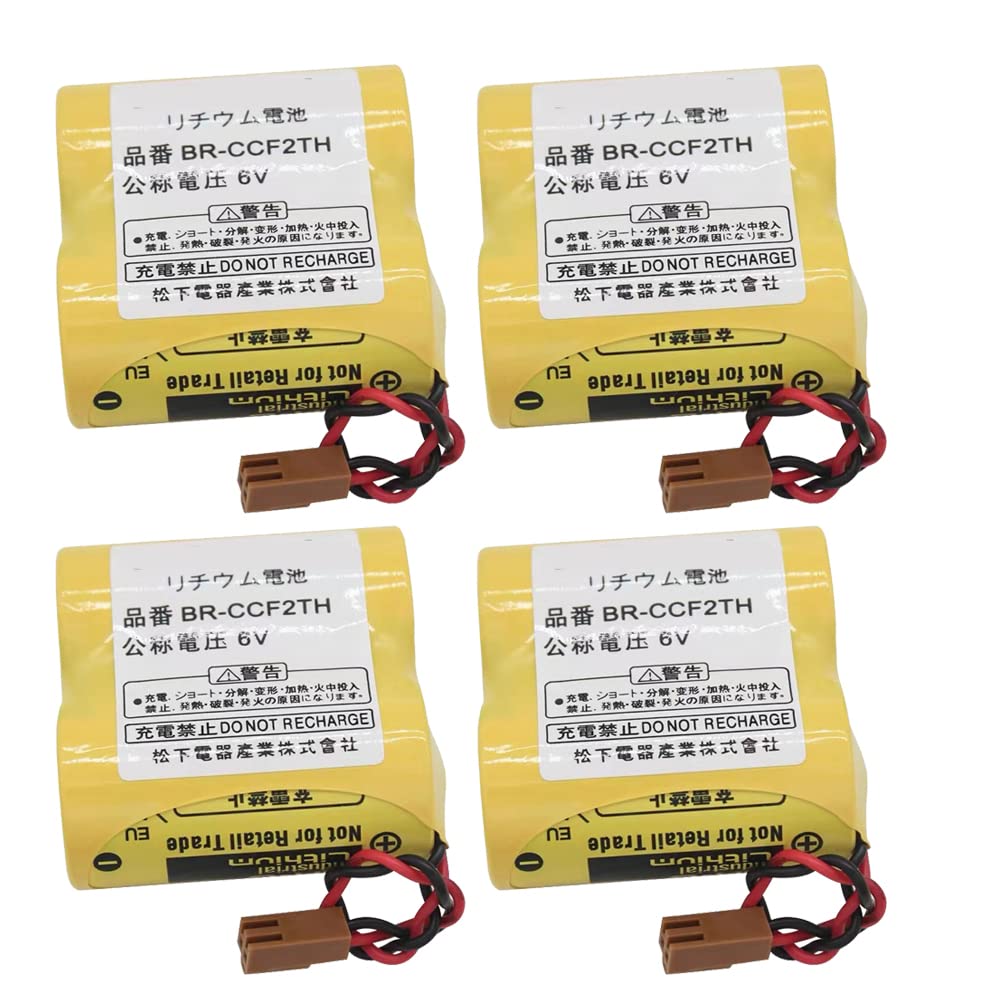 KANGLEUS (4-Pack) 6V 5000mAh Non-Rechargeable Battery with Brown Plug - Replacement for Fanuc A98L-0001-0902 & A98L-0031-0006 - Ideal for PLC Backup Power & Industrial Automation Equipment