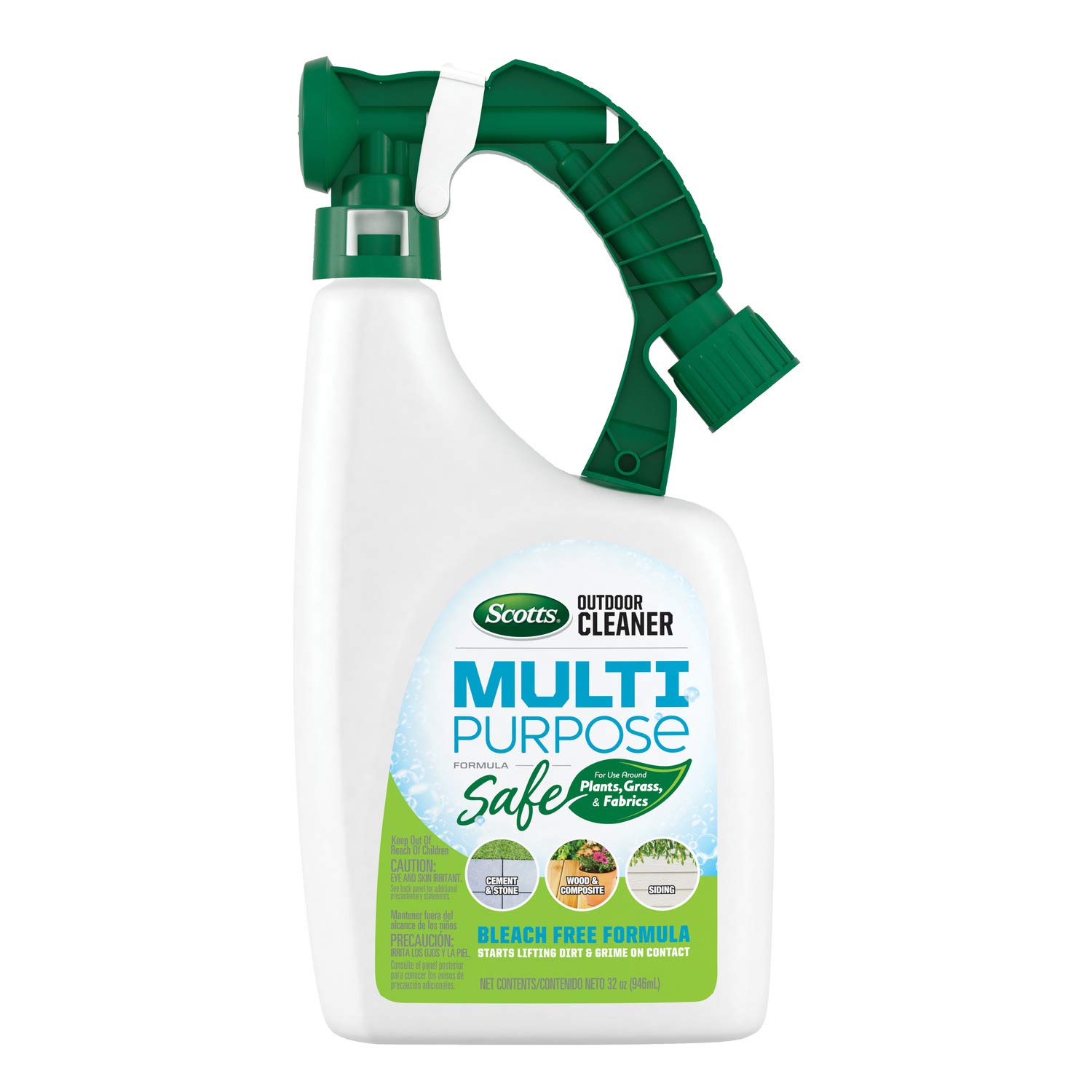 Scotts Outdoor Cleaner Multi-Purpose Formula - Ready-to-Spray, Bleach-Free Deck & Patio Cleaner for Wood, Stone, Siding & Outdoor Furniture - 32 oz for Easy Home Exterior Cleaning & Maintenance