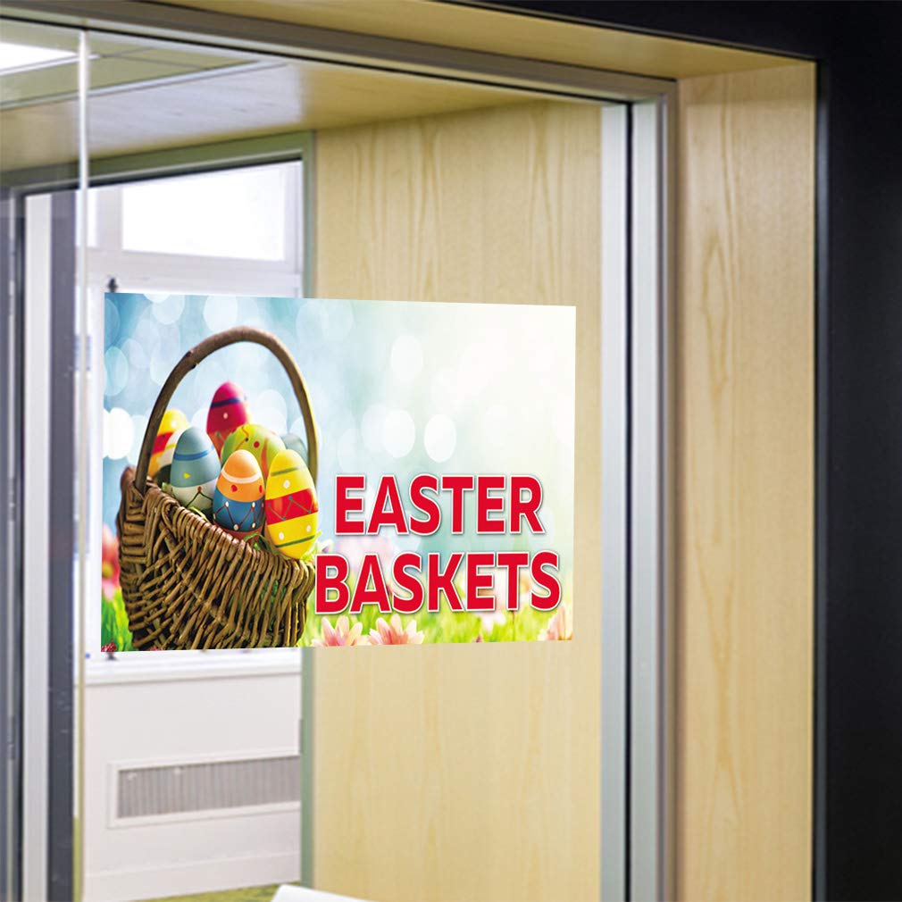 Easter Basket Decal Stickers - 10x7 Inches Vinyl Safety Sign Labels for Holidays & Events - Durable Industrial Vinyl for Advertising, Printing & Home Decor