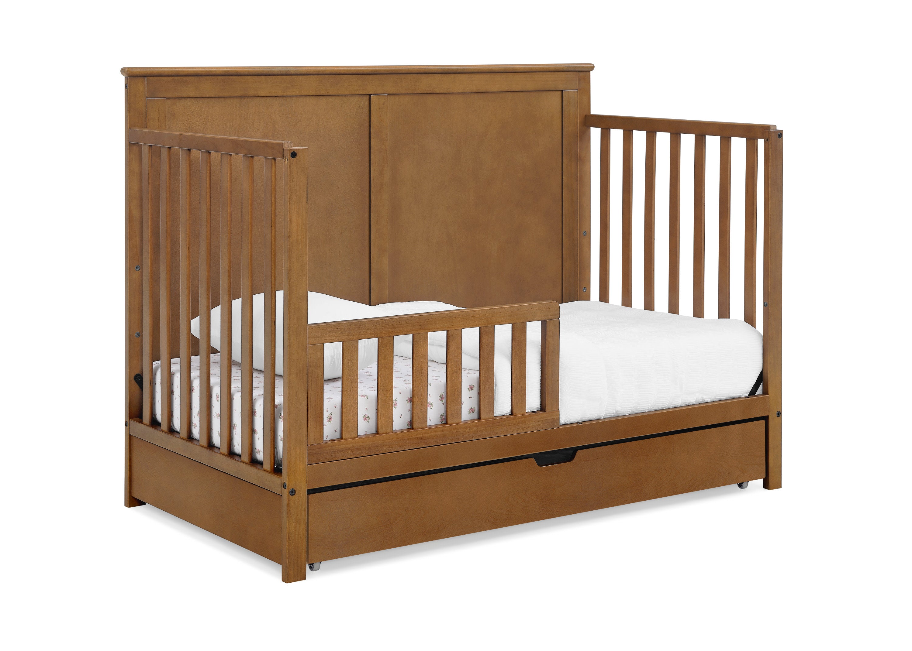 Logan 6-in-1 Convertible Baby Crib with Underdrawer Storage - White Nursery Furniture for Newborn to Toddler Bed | Perfect for Small Spaces & Modern Nurseries