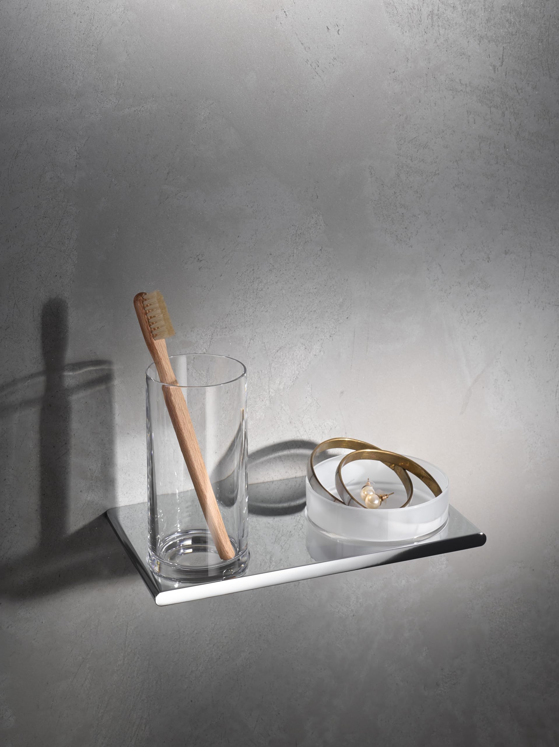 Edition 400 11554019000 Double Glass Holder for Glass Shelf - Chrome Finish - Perfect for Kitchen, Bathroom & Display Cabinet Organization