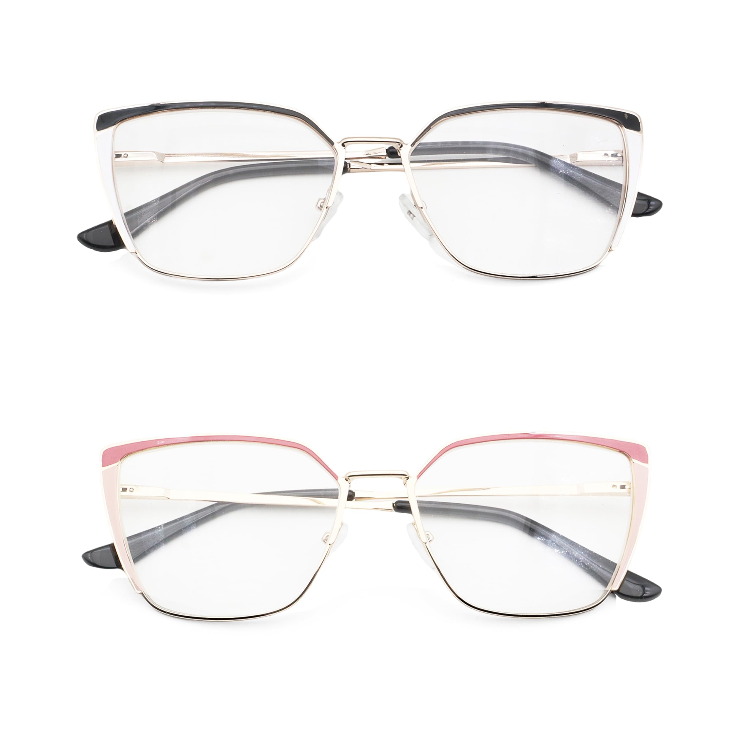 Fashionable Oversized Metal Frame Cat Eye Reading Glasses for Women - Stylish Readers for Work, Reading & Daily Use