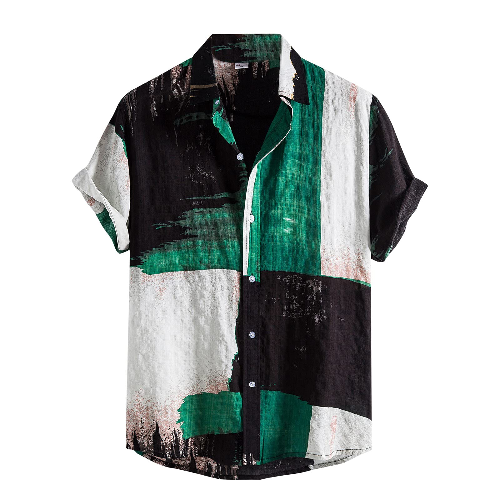 Men's Casual Button-Down Shirt with Fashion Print Collar - Short & Long Sleeve Tops for Work, Dating & Everyday Wear