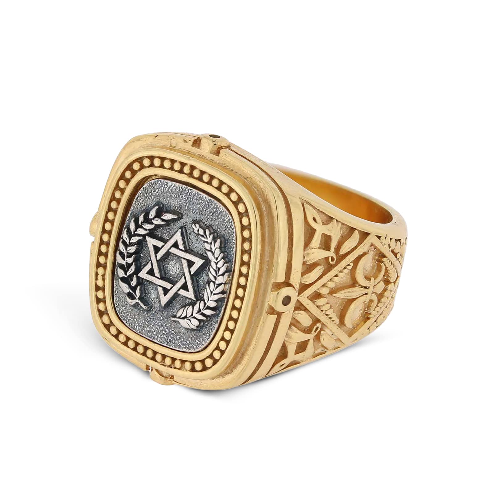 Handmade Star of David Ring - Custom Hebrew Shield of David Jewelry, 14K Gold Plated Magen David Statement Ring for Men & Women - Perfect for Hanukkah, Bar Mitzvah & Jewish Holiday Gifts