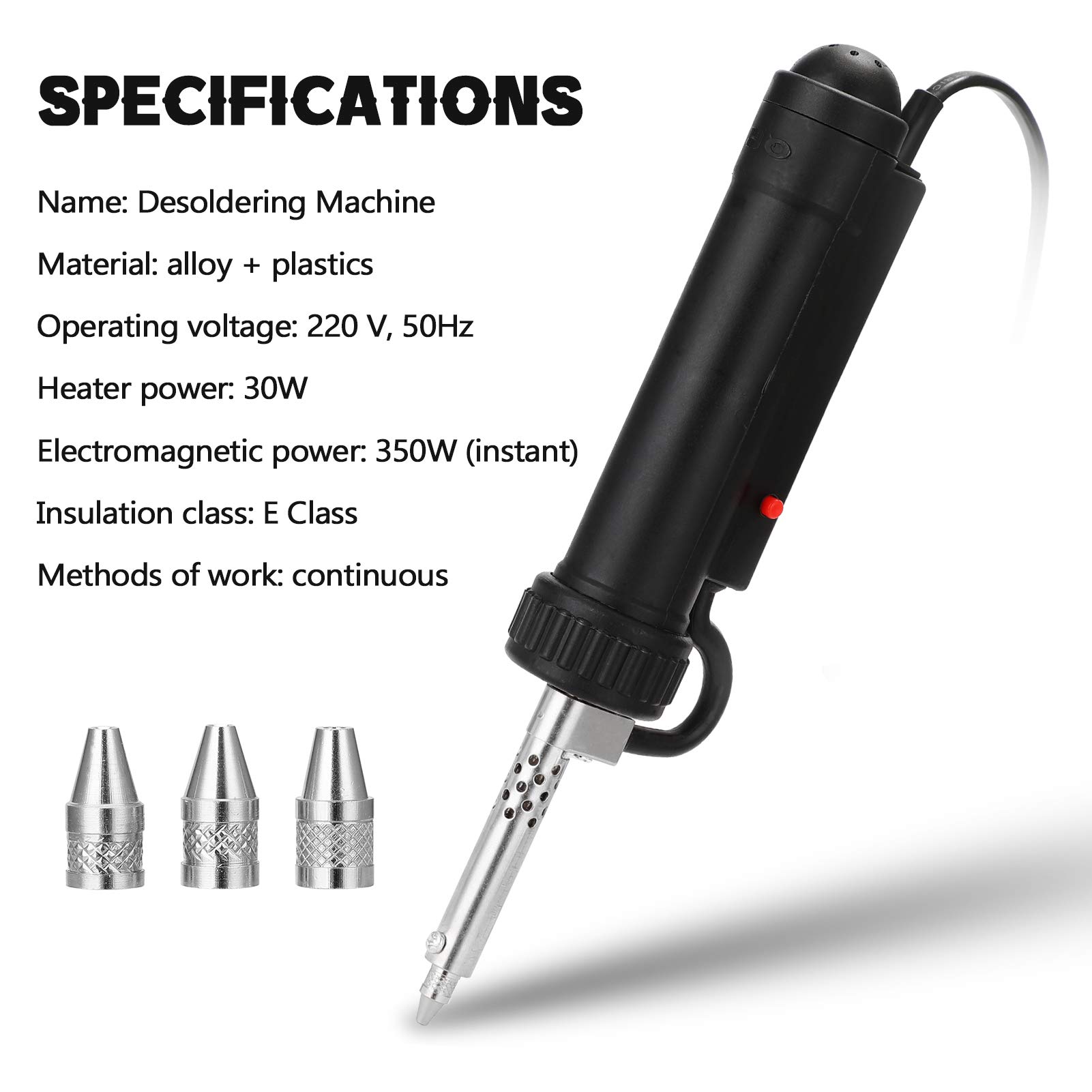 Weytoll 30W Electric Desoldering Pump - Automatic Vacuum Solder Sucker with Tin Suction Tip for Electrical Soldering & PCB Repair | Perfect for Electronics Hobbyists and Professional Technicians