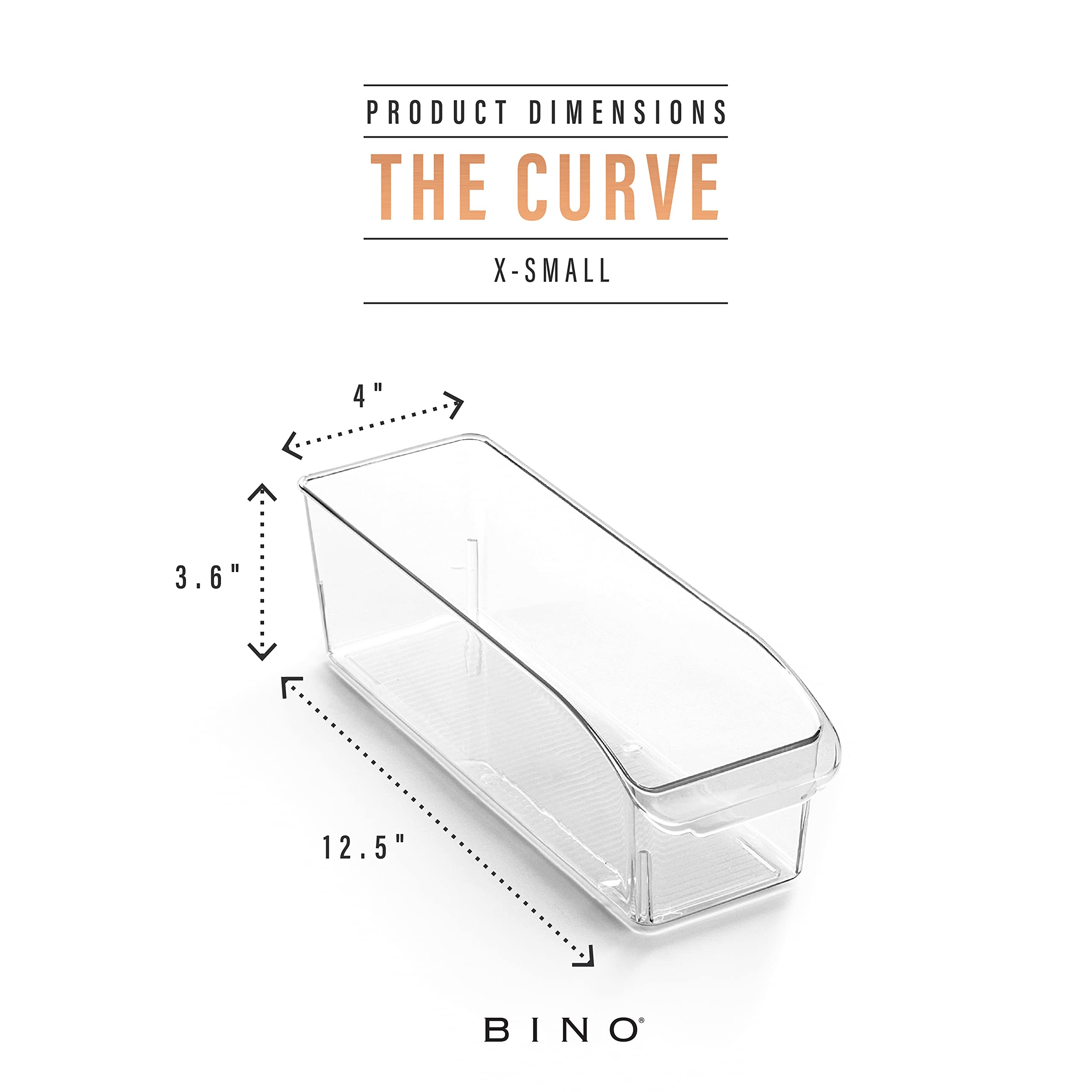 BINO Plastic Storage Bins Small - The Curve Collection Multi-Purpose Organizer for Kitchen, Pantry, Fridge & Home Organization | Space-Saving Storage Containers for Food, Toys & Closet Items | Stackable Home Organizer Bins