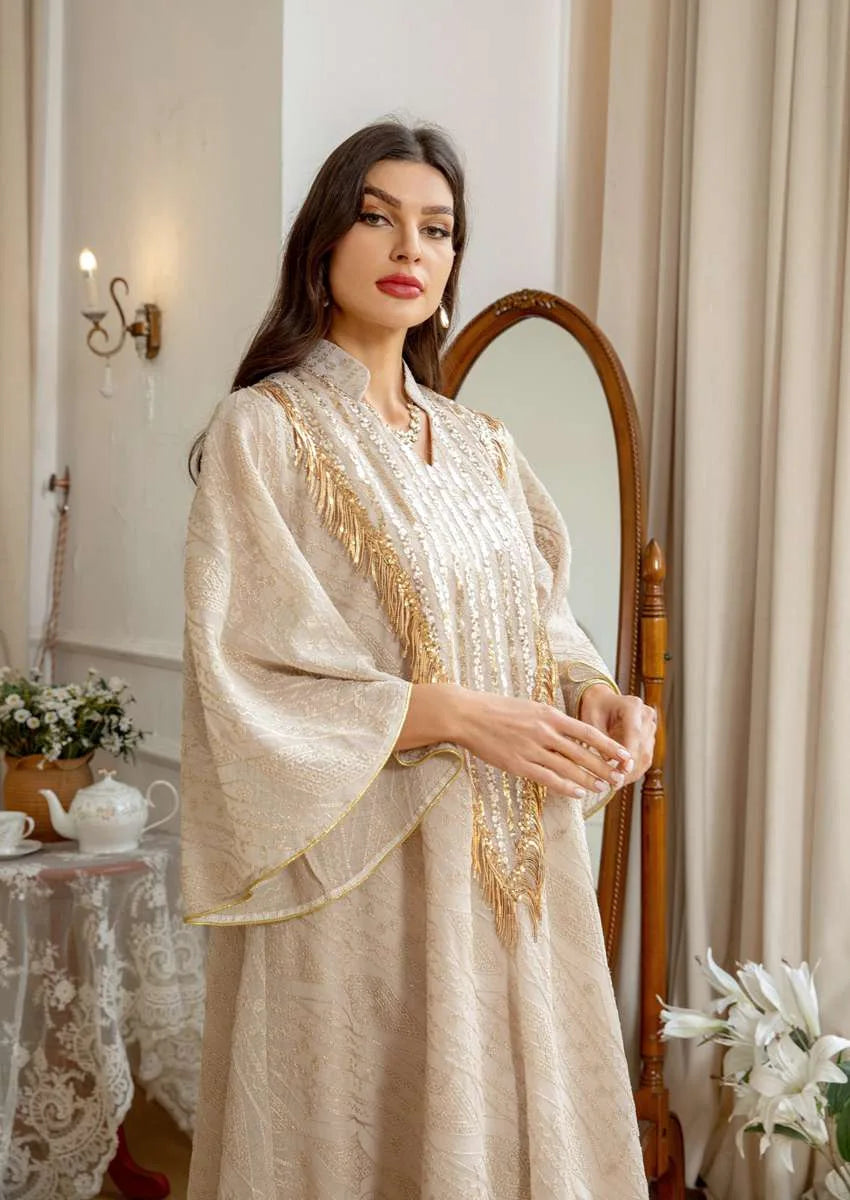 Elegant Eid Dress for Women - Doris Embroidery & Sequins Kaftan Caftan | Perfect for Eid Celebrations, Weddings & Special Occasions