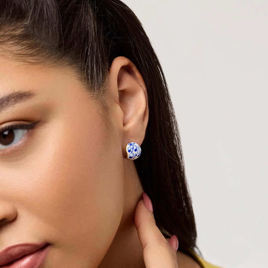 Elegant Porcelain Marble Clip-On Earrings Studs | T224 | Perfect for Weddings, Parties & Special Occasions