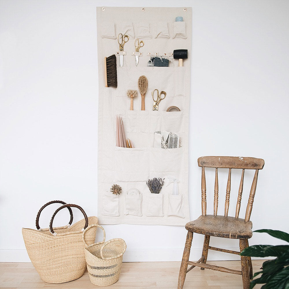 Canvas Wall Organizer with Pockets - Hanging Storage for Keys, Mail & Office Supplies - Perfect for Entryway, Kitchen & Home Organization