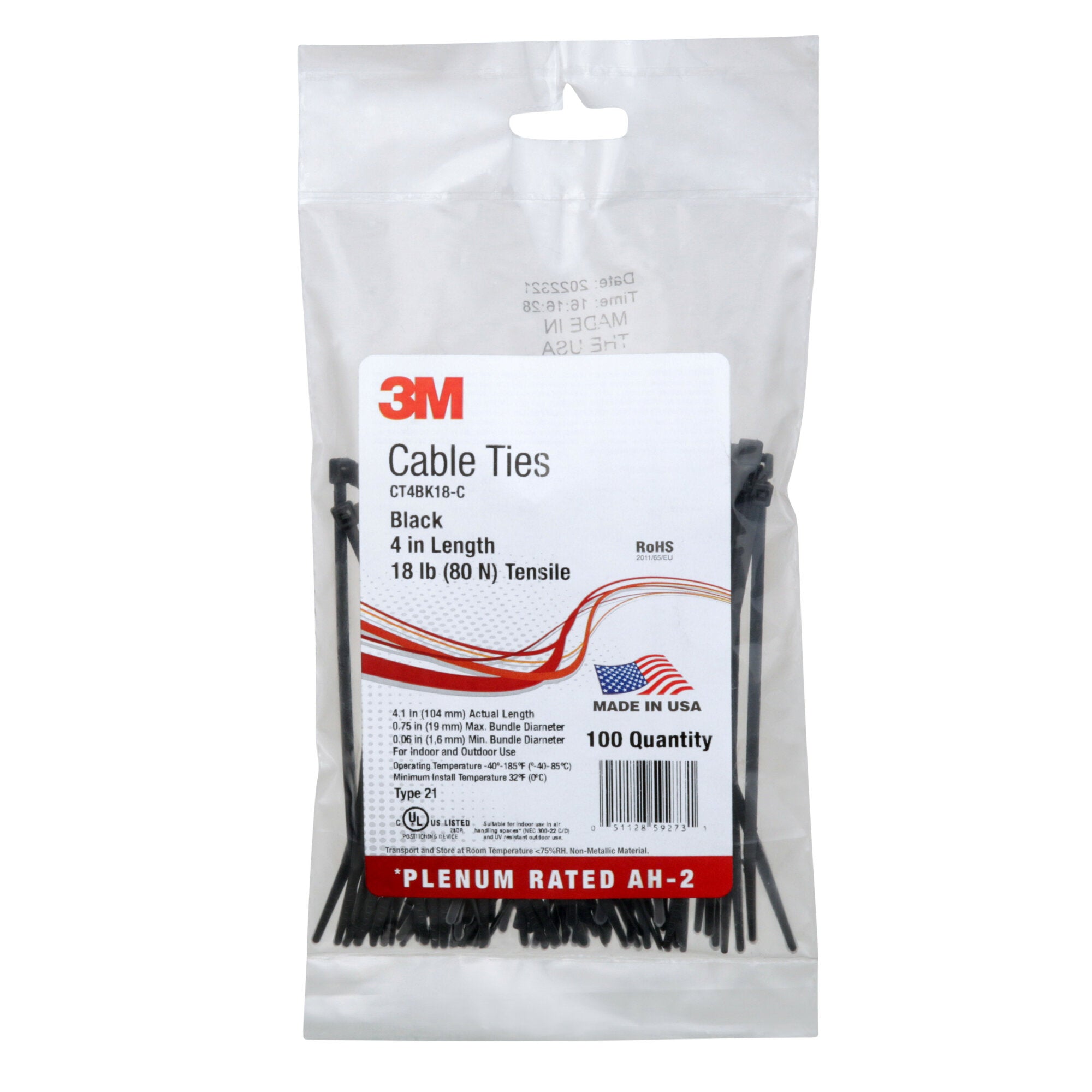 3M Cable Tie CT4BK18 C - Heavy Duty Nylon Wire Ties for Securing Wire Bundles & Harness Components - Ideal for Electrical, Automotive & Home Organization