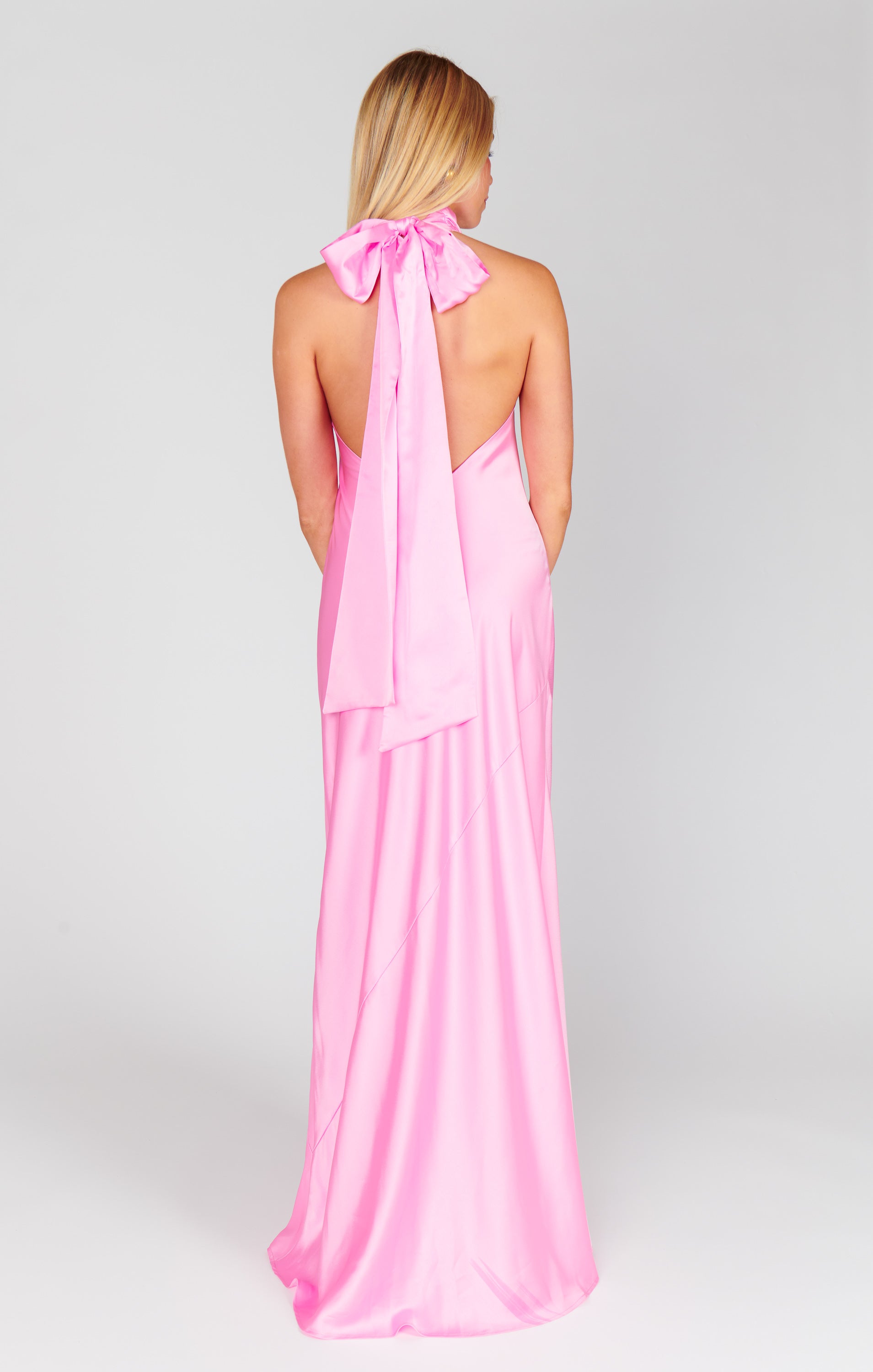 Lisa Maxi Dress - Pink Luxe Satin Women's Elegant Long Dress for Evening Party, Wedding Guest, Cocktail, Date Night & Special Occasions