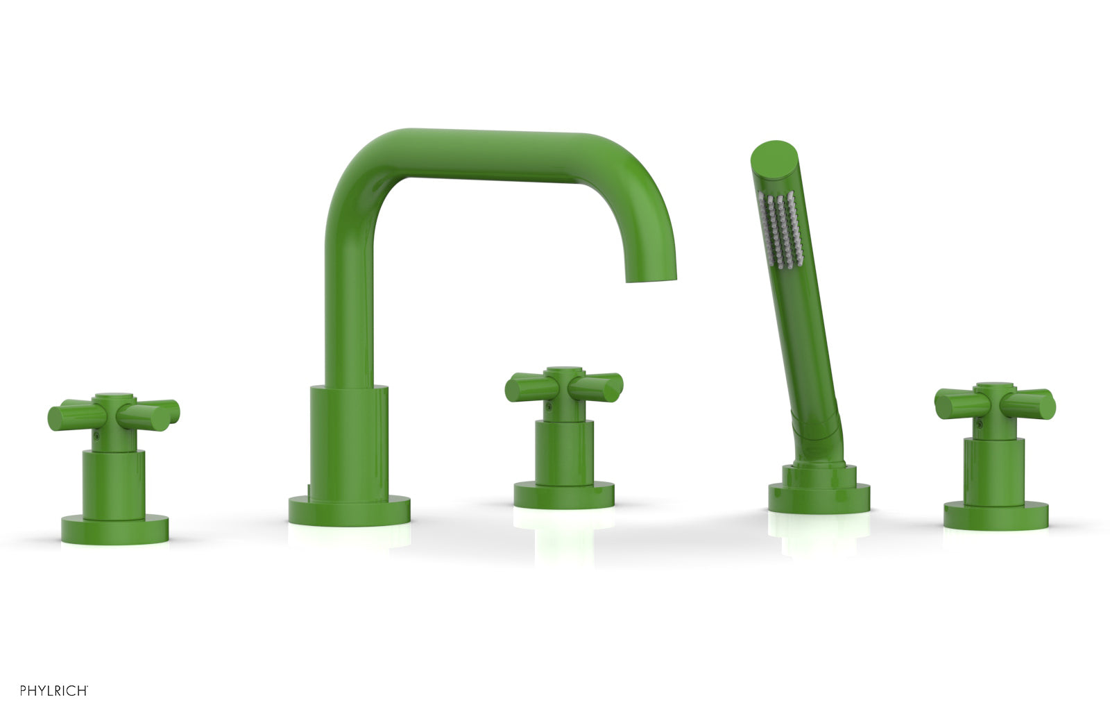 Premium Deck Mount Tub Faucet with Hand Shower - D2136D1 Tubular Cross Handles for Bathroom Sink & Bathtub | Perfect for Modern Home Renovation & Spa-Like Bathing Experience
