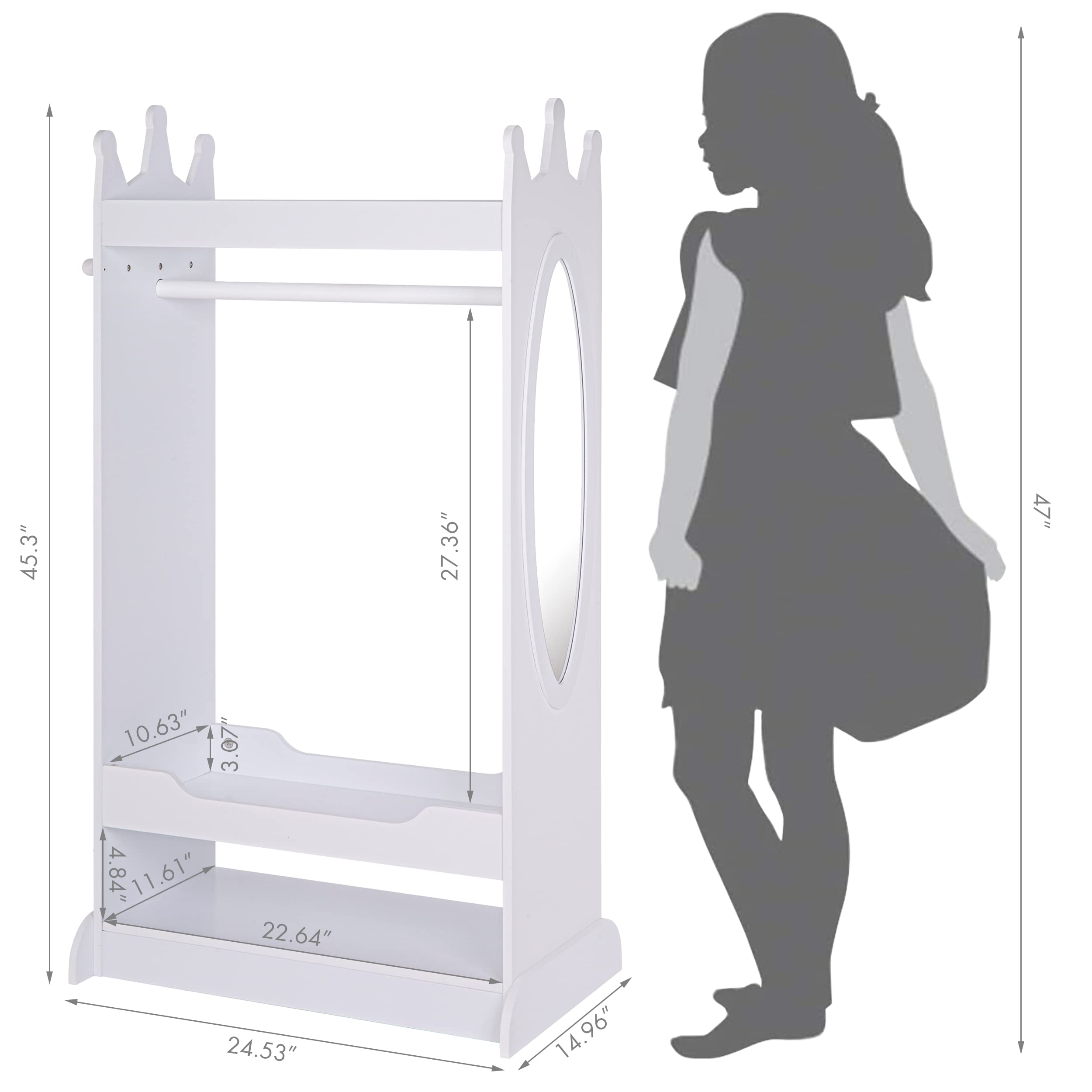 UTEX Kids See and Store Dress-Up Center - White Hanging Armoire Closet for Costumes & Pretend Play | Perfect for Kids Bedroom, Playroom & Dress-Up Storage Organization