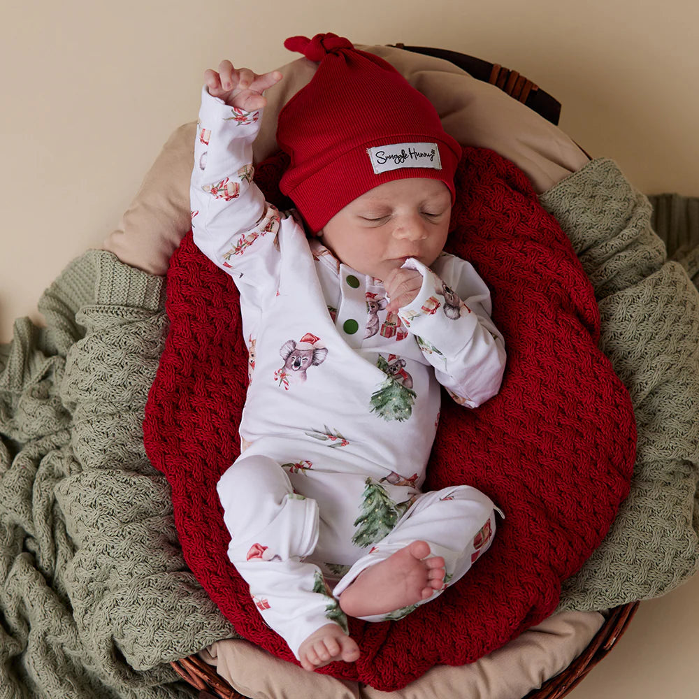 Snuggle Hunny Christmas Organic Baby Growsuit | Kangas & Koalas | Soft Holiday Pajamas for Infants & Toddlers | Perfect for Christmas Morning & Family Photos