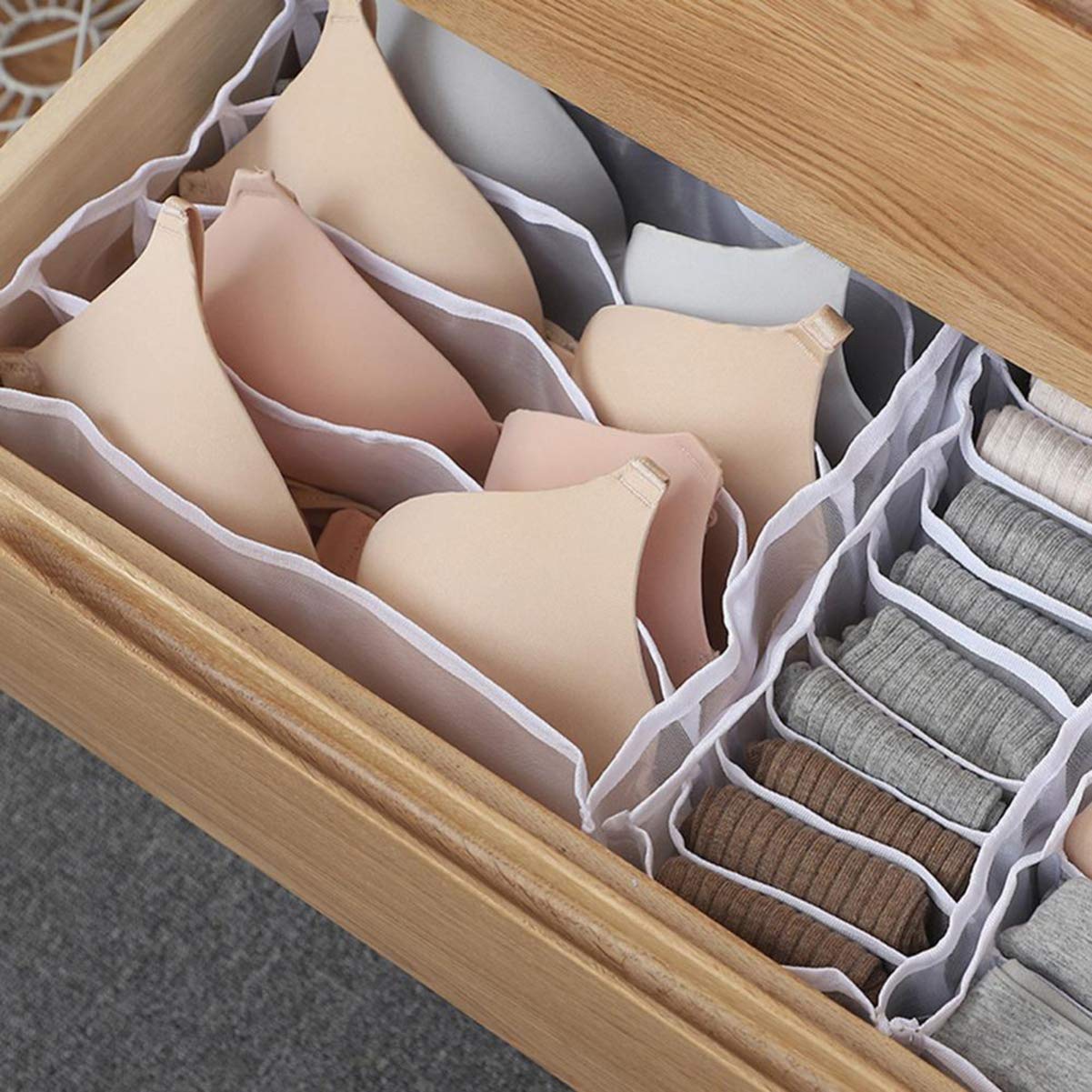 Cabilock 3-Piece Underwear Storage Organizer Set - Breathable White Bra & Panty Drawer Box for Closet Organization | Perfect for Bedroom, Dorm, Travel & Laundry Room Storage