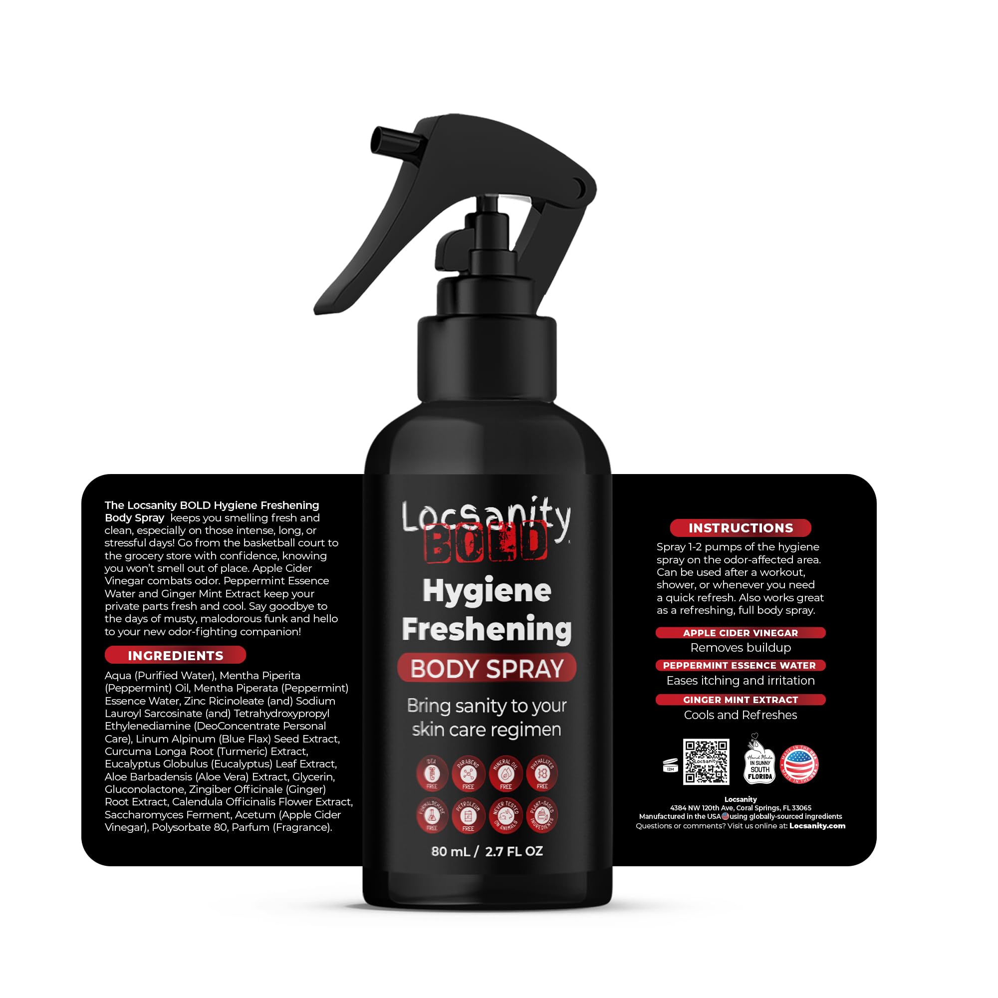 Locsanity Organic Men’s Hair & Beard Care Travel Kit - 3-in-1 Body Wash, Body Oil & Beard Oil Set with Body Spray & Loc Moisturizer for Hydration, Refreshment & Smooth Skin - Perfect for Travel, Gym & Daily Grooming Routine