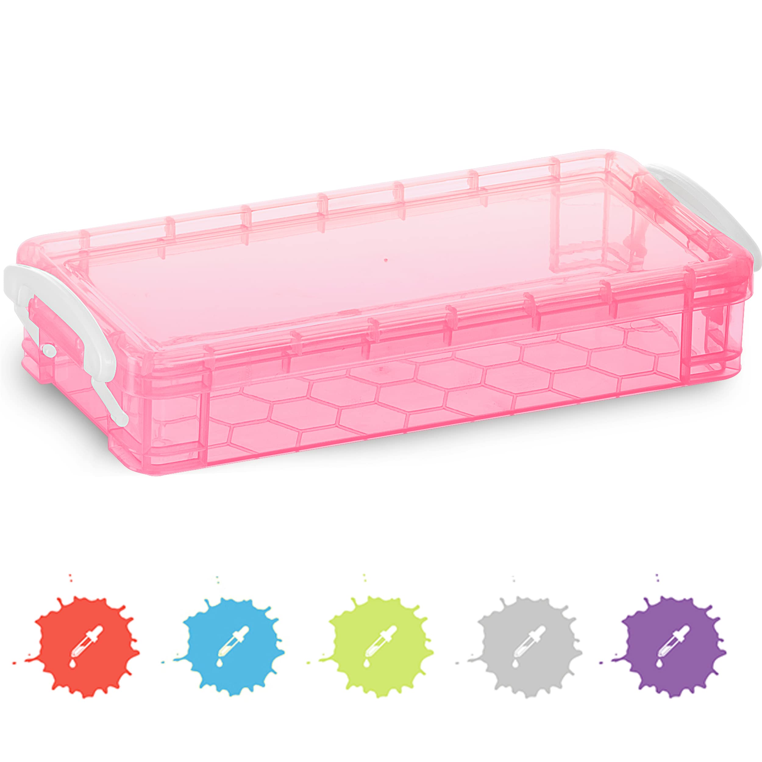 Enday Stackable Plastic Pencil Case - Large Capacity School & Office Supplies Organizer (Pink, Blue, Grey, Green, Red, Purple) - 80 Pack - Perfect for Students, Teachers & Professionals