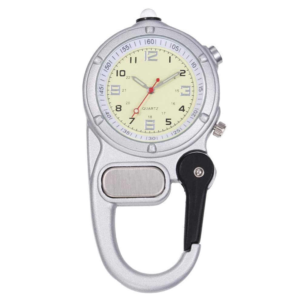 Weicam Nurse & Doctor Analog Quartz Pocket Watch with Luminous Hands - Clip-On Carabiner for Outdoor, Medical, and Work Use