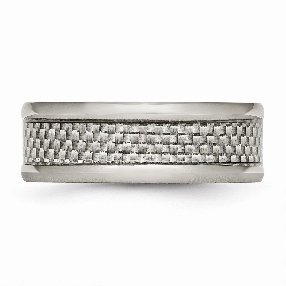 8mm Solid Titanium Grey Carbon Fiber Inlay Men's Wedding Band Ring - Durable & Stylish for Everyday Wear & Special Occasions