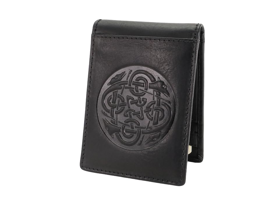 Authentic Irish Leather Money Clip & Bifold Wallet - Handcrafted Celtic Eternity Knot Design - 100% Genuine Leather Made in Ireland - Perfect for St. Patrick's Day Gifts & Irish Heritage Celebrations
