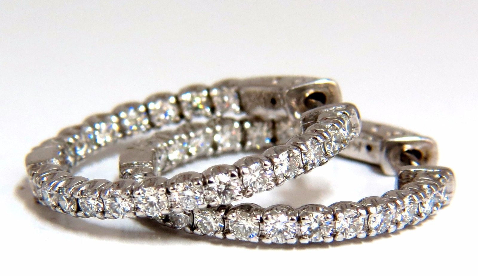 1.55ct Natural Round Brilliant Diamond Hoop Earrings 14K Gold G/VS1 - Perfect for Weddings, Parties & Everyday Elegance