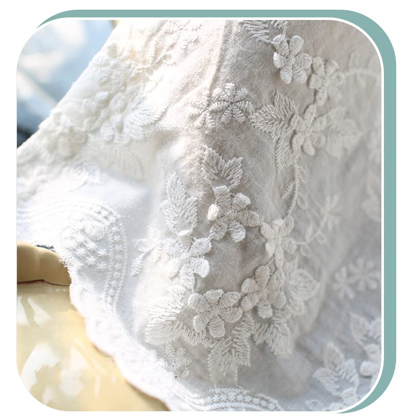 Elegant White Window Curtains with Bow Tie Accents - Floral Embroidered Valance Panels for Small Windows 43.3