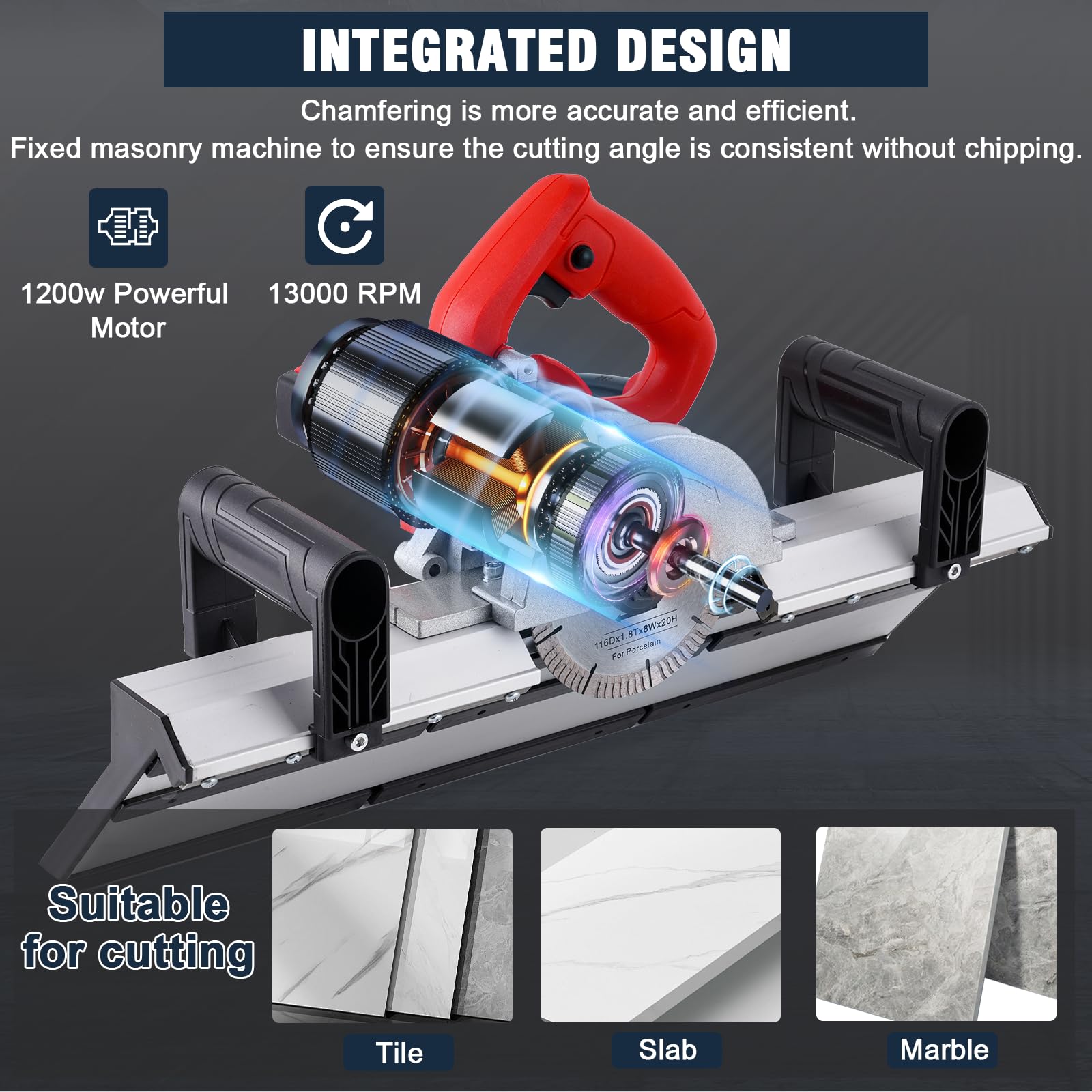 YUCHENGTECH 45 Degree Electric Tile Bevel Cutter with Auto Spray System - Professional Tile Chamfering Machine for Large Format Ceramic & Porcelain Tiles - Perfect for Bathroom Renovation, Kitchen Backsplash & Floor Tile Installation