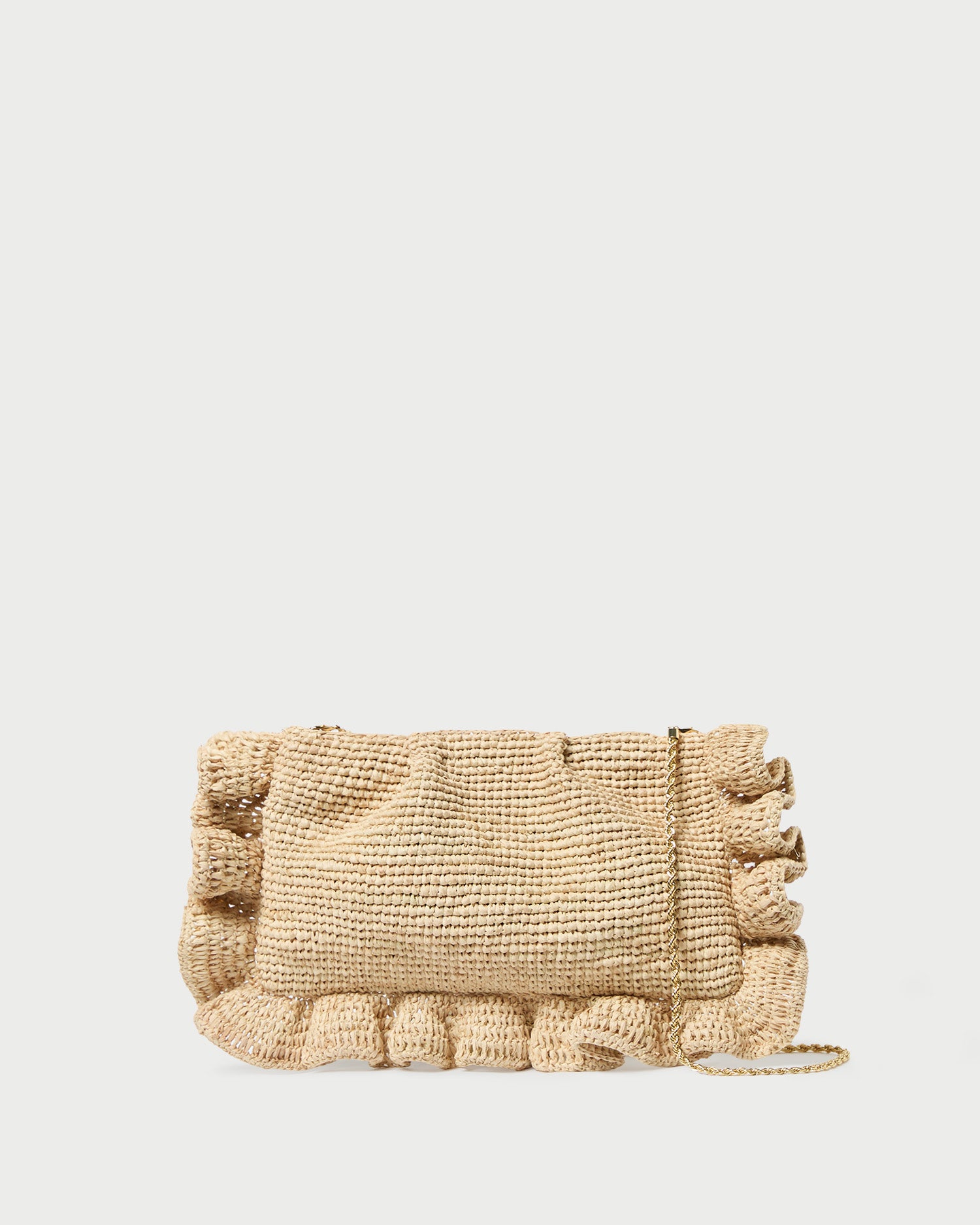 Mavis Natural Raffia Ruffle Clutch Bag for Women - Elegant Straw Handbag for Summer, Beach, Wedding & Party Accessories