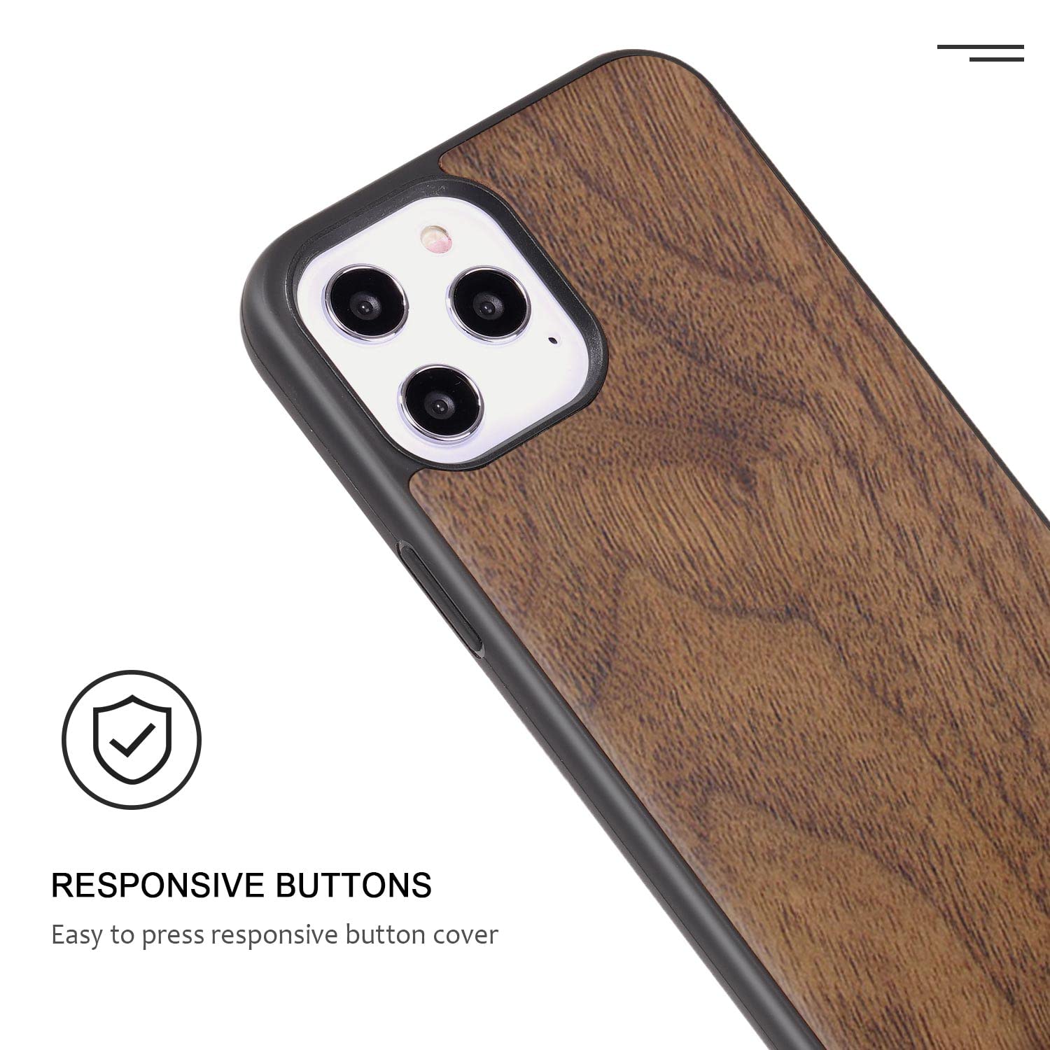 Premium Real Natural Rosewood Case for iPhone 12 & 12 Pro - Slim Shockproof Hybrid Wooden Cover with Walnut Finish | Perfect for Daily Protection & Stylish Outfits