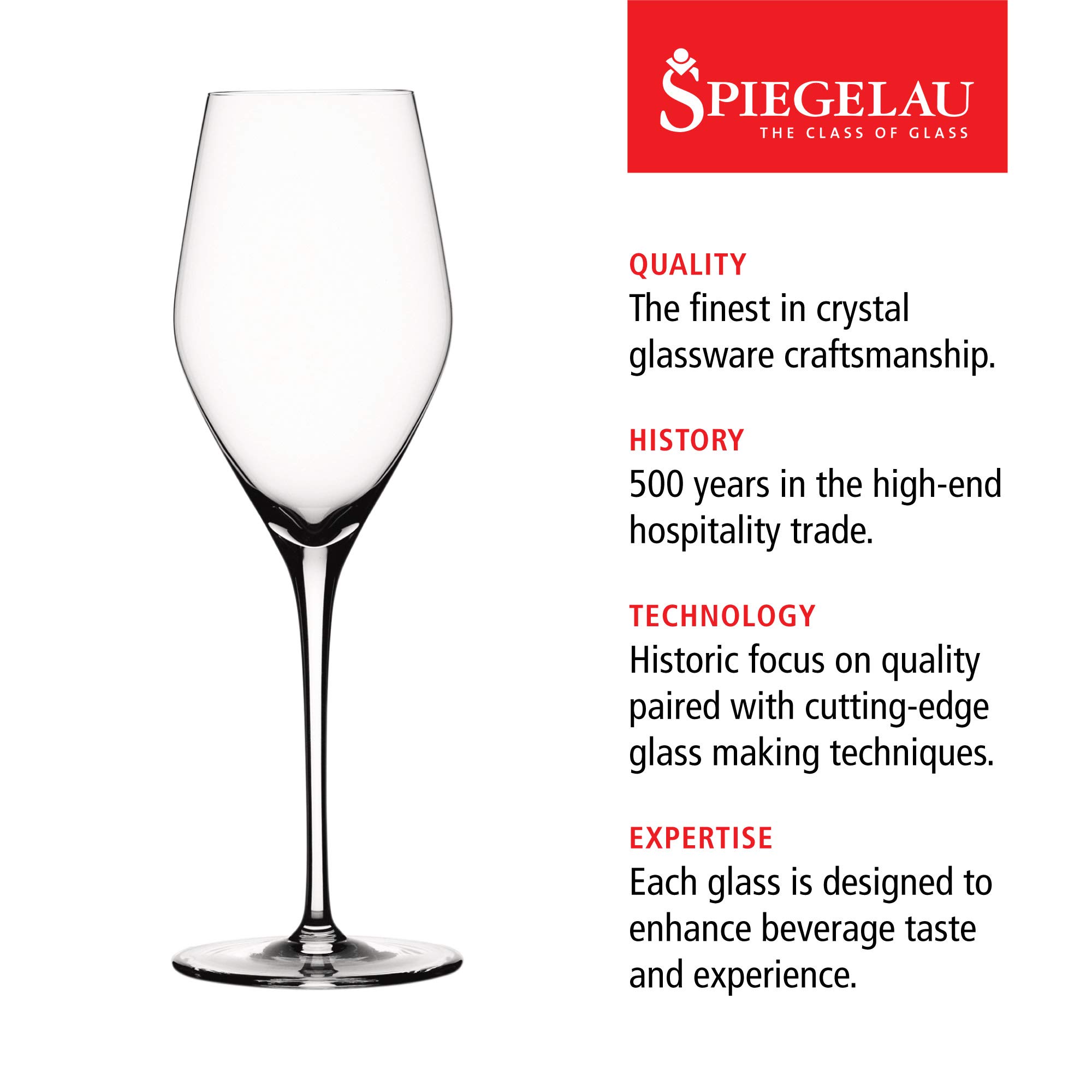 Spiegelau Prosecco Wine Glasses Set of 4 - Premium European Crystal Stemware, Dishwasher Safe 9.1 oz Flutes for Champagne & Sparkling Wine - Perfect for Dinner Parties, Weddings & Romantic Celebrations