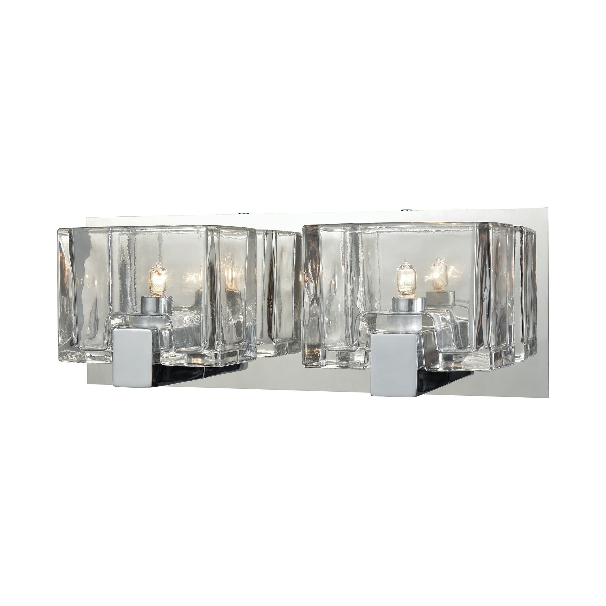 Ridgecrest 2-Light Bathroom Vanity Sconce in Polished Chrome with Clear Cast Glass - Perfect for Bathroom Mirror Lighting and Modern Home Decor
