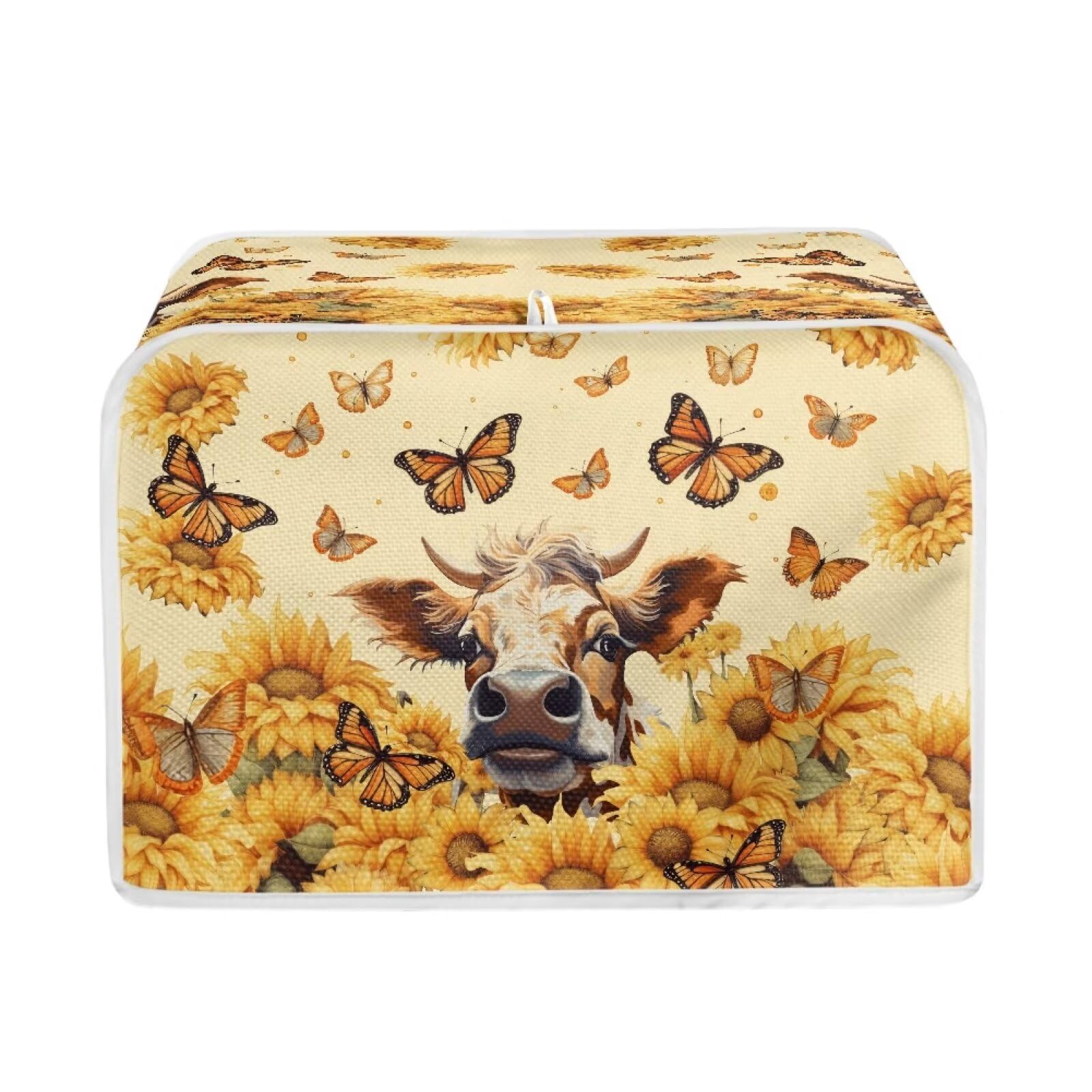 Sunflower Butterfly Printed Toaster Cover - Dust & Fingerprint Proof Kitchen Appliance Protector | Decorative Microwave & Toaster Oven Cover for Home Kitchen | Perfect for Small Appliances & Countertop Protection