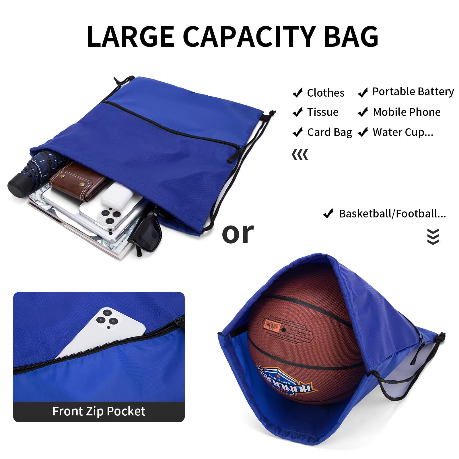 Drawstring Backpack for Men - Lightweight Gym String Bag with Adjustable Straps - Perfect for Workouts, Travel & Outdoor Activities