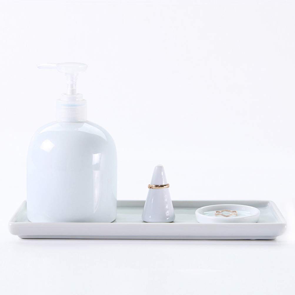 TOPBATHY 2-Piece Ceramic Vanity Tray Set - Elegant Bathroom & Kitchen Organizer for Jewelry, Hand Towels, Cosmetics | Perfect for Countertop Display, Gift Giving & Home Decor